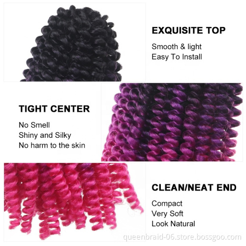 Factory Outlet Crochet Braid Bomb Twist Braid Crochet Hair Ombre Color Synthetic Fluffy Hair Extension Spring Twist Crochet Hair